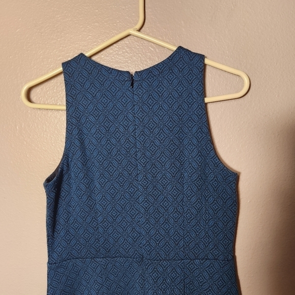 Loft Womens Sleeveless Blue Ponte Knit Patterned Sheath Dress-Size 4 - Picture 5 of 10